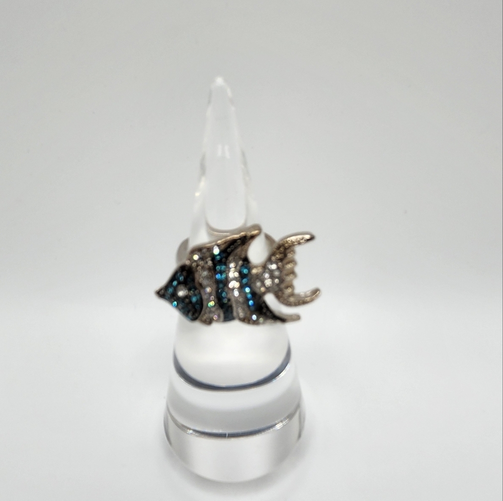 Sz 7.5 ANGEL FISH rhinestone (blue & clear)